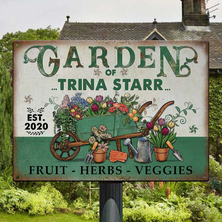 Personalized Garden of Trina Starr Sign, Custom Vintage Metal Sign