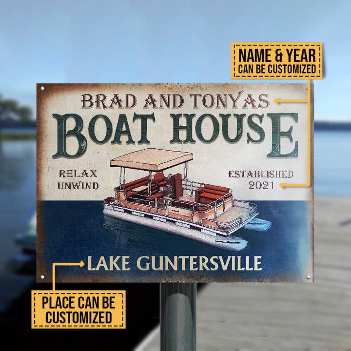Personalized Pontoon Boat House Relax Customized Classic Metal Signs