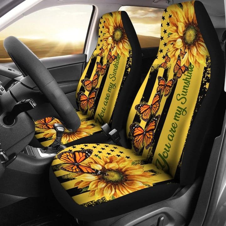 Butterfly and Sunflower Premium Custom Car Seat Covers, You are my sunshine Decor Protector