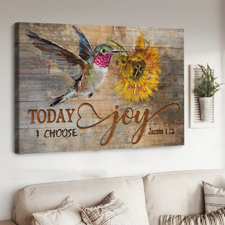 Personalized Hummingbird Today I choose Joy Wall Art Canvas Jesus Canvas Prints
