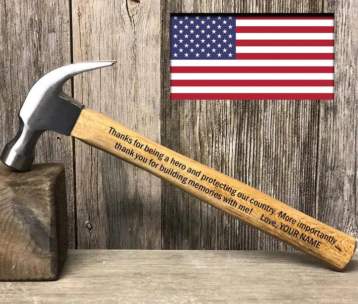Personalized Engraved Veteran Hammer, Thank you for Being a Hero and Protecting Our Country Hammer