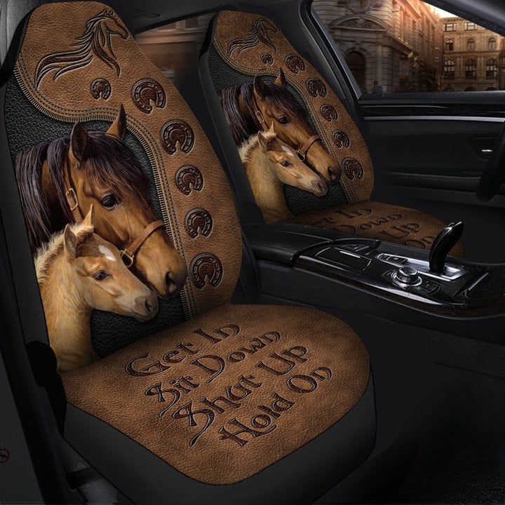 Horse Family Hold on Car Seat Covers Set