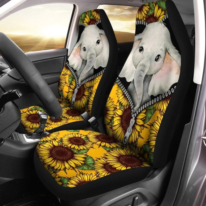 Custom Sunflowers Elephant Car Seat Cover for Elephant Lovers