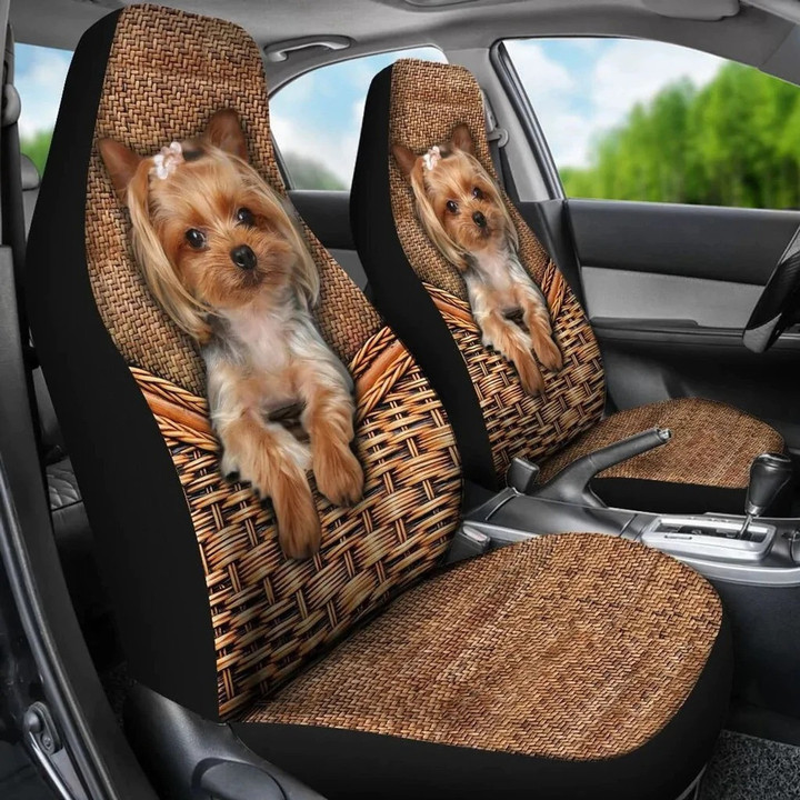 Customized Yorkshire In Bag Car Seat Covers for Yorkshire Lovers Set 2