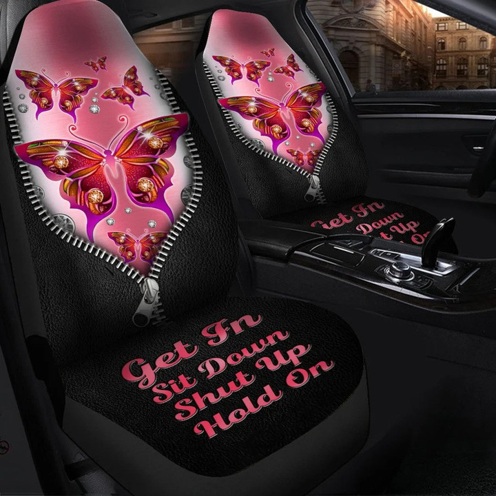 Butterfly Hold on Colorful Version Car Seat Covers Universal Fit Set 2
