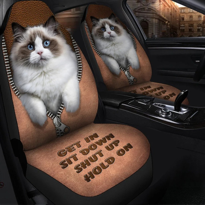 Ragdoll Hold on Funny Car Seat Covers Universal Fit Set 2