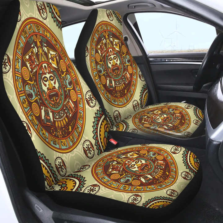 Vintage Ancient Aztec Zodiac Car Seat Covers for Aztec Culture Lovers