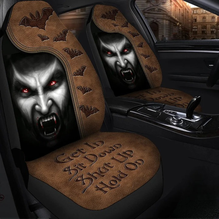 Cool Vampire Hold on Funny Car Seat Covers Set 2 for Vampire Lovers