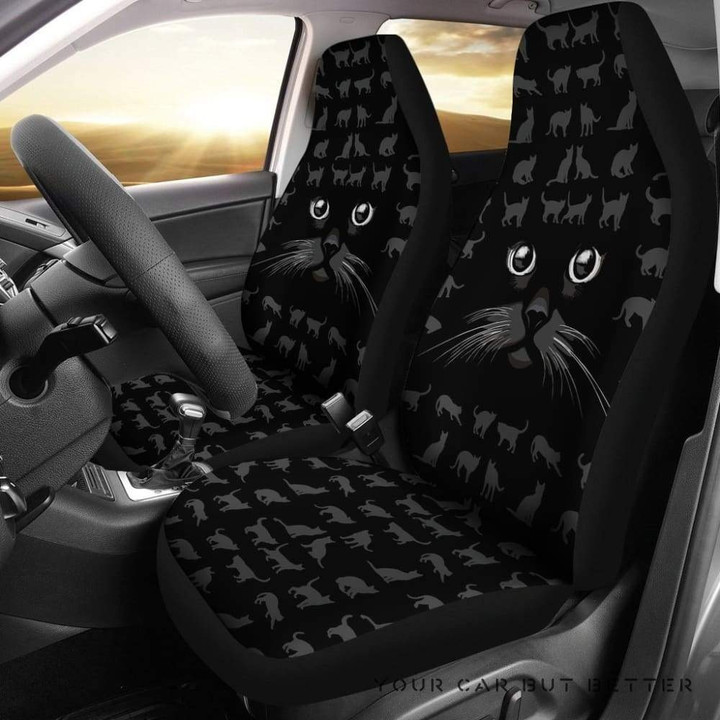 Customized Black Cat Car Seat Cover for Halloween Black Cat Lovers