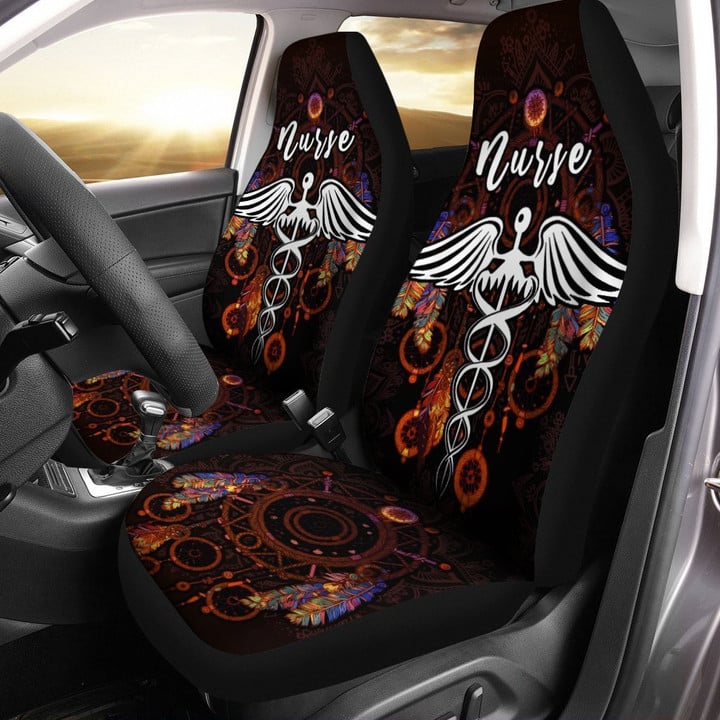 Nurse Car Seat Covers Custom Mandala Dreamcatcher Meaningful Gifts Idea For Nurse Car Accessories - Gearcarcover - 1