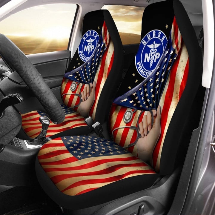 NP Nurse Car Seat Covers Custom American Flag Car Accessories - Gearcarcover - 1