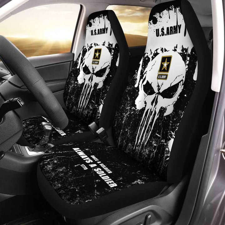 Grunge Skull Car Seat Covers Custom US Army Car Accessories - Gearcarcover - 1