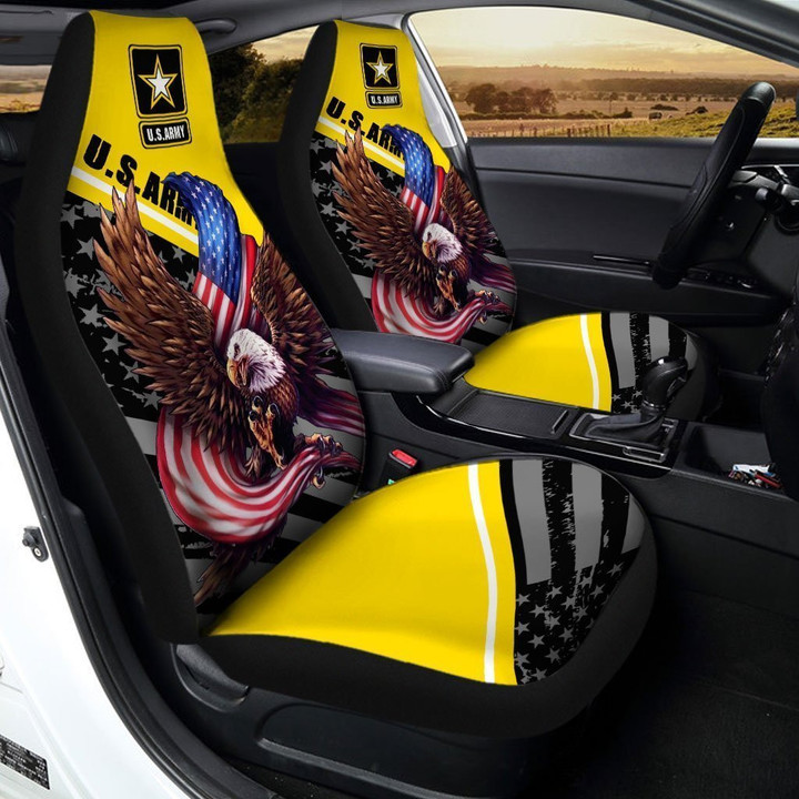 US Army Car Seat Cover Custom Bald Eagle US Flag Car Interior Accessories - Gearcarcover - 1