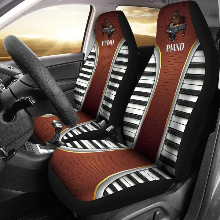 Piano Key Car Seat Cover for Piano Players Universal Fit Set 2