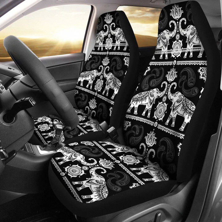 Elephant Mandala Seamless Pattern Car Seat Cover