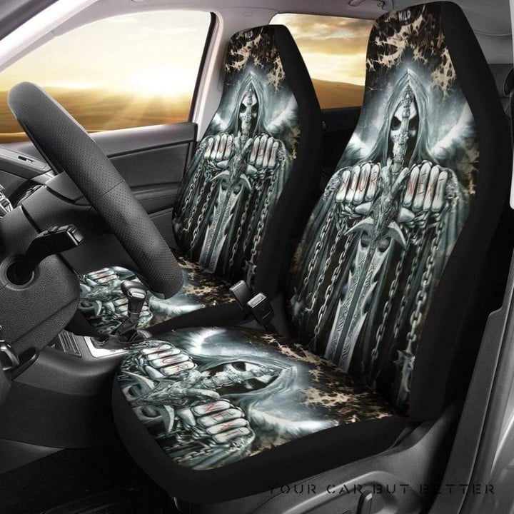 Skull Gothic Horror Grim Reaper Halloween Skull Car Seat Covers