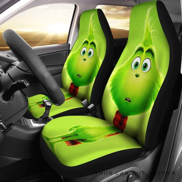 Little Cute Grinch Face How The Grinch Stole Christmas Car Seat Cover Set 2 Universal Fit