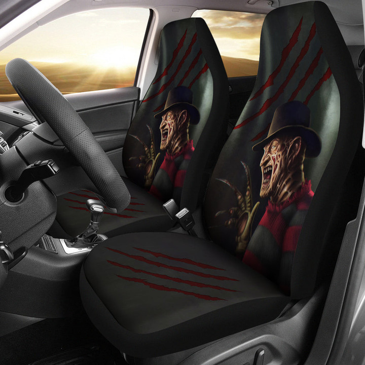 Horror Movie Car Seat Covers Freddy Krueger Laughing Bloody Claw Seat Covers