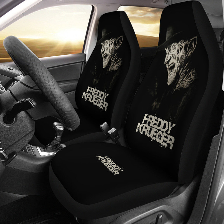 Horror Movie Car Seat Covers Freddy Krueger Shouting Black White Seat Covers