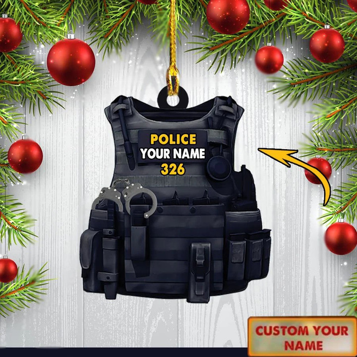 Personalized Police Costume Flat Acrylic Ornament Christmas Gift for Police