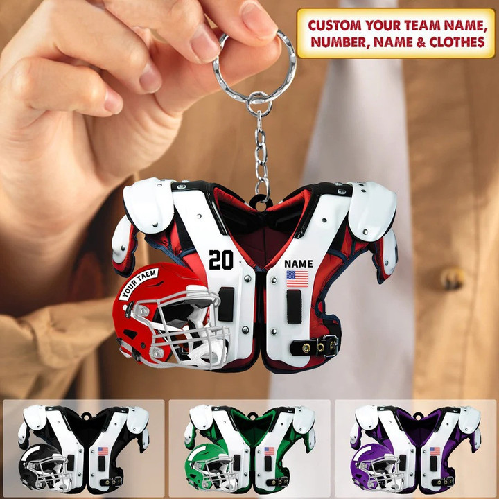 Personalized NFL American Football Shoulder Pads And Helmet Acrylic Keychain for Football Players