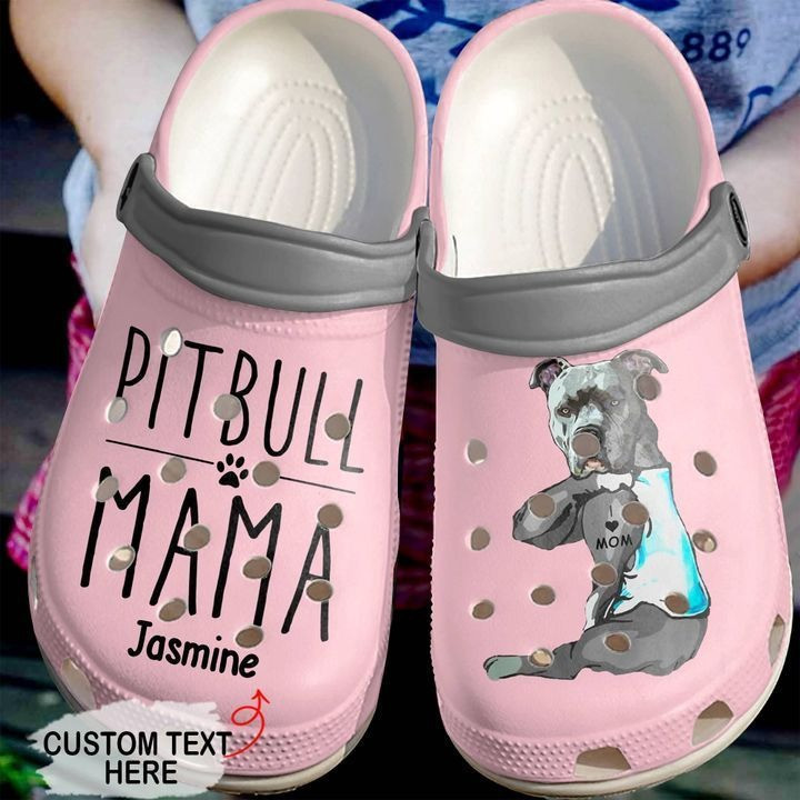 Personalized Pitbull Mama Crocs Clog Shoes for Dog Mom