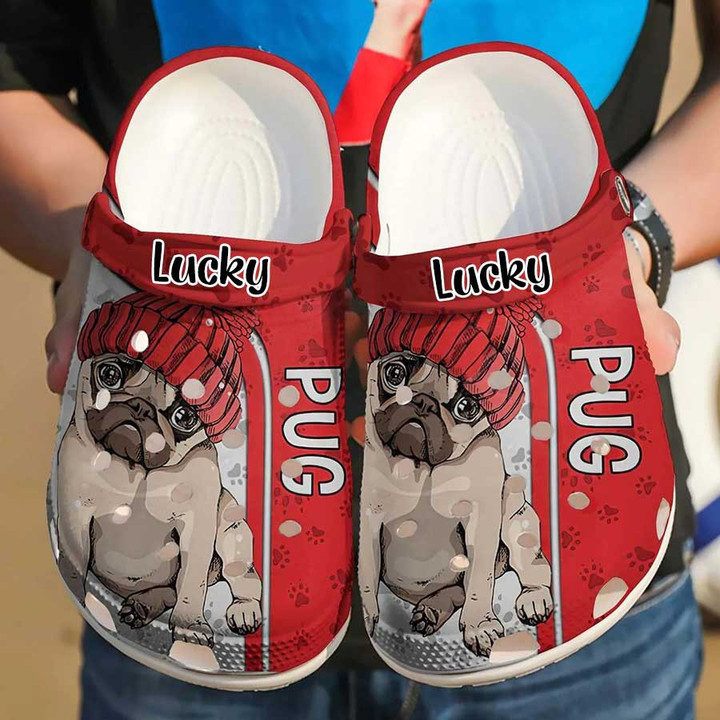 Personalized Pug Crocs Clog Shoes for Christmas Gift for Dog Mom, Dog Dad