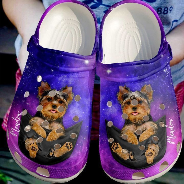 Yorkshire Terrier Personalized Yorkie Pocket Galaxy Crocs Clog Shoes