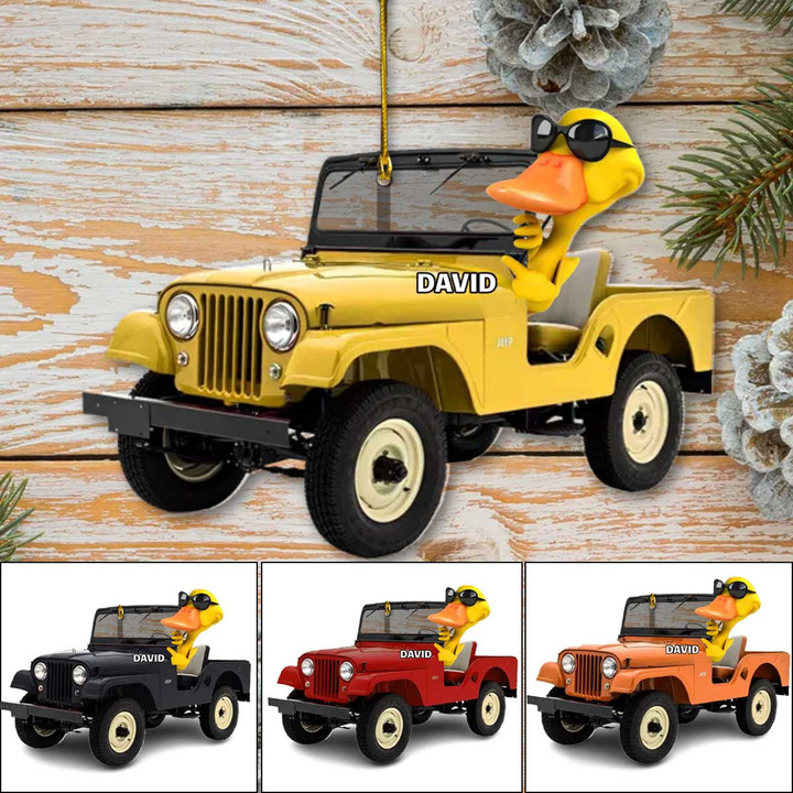Personalized Colorful Jeep Ornament, Duck of Road Custom Name Jeep Driver Acrylic Ornament