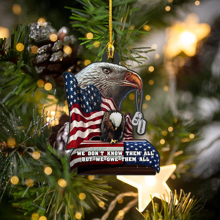 Eagle American Flag US Veteran Ornament for Veteran's Day, Gift for Dad Acrylic Ornament