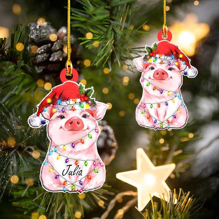 Personalized Pig Christmas Ornament for Daughter, Pig Ornament for Girl