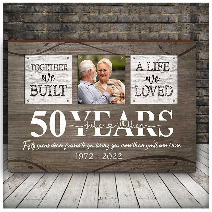 50th Wedding Anniversary Couple Wall Art for Old Couple, Custom Photo Husband and Wife Canvas for Bedroom