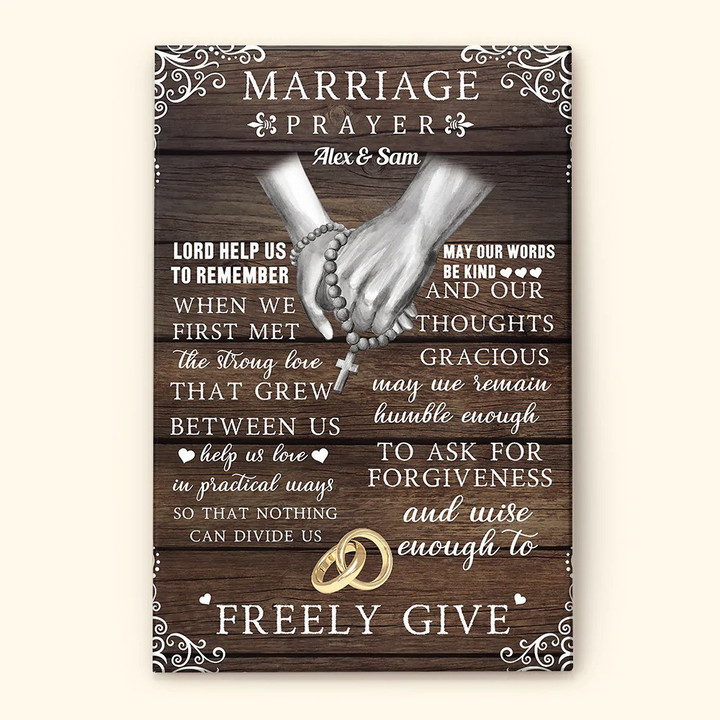 Marriage Prayer Wall Art - Personalized Couple Canvas - Anniversary Gift For Husband And Wife