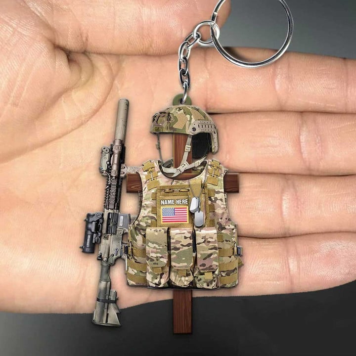 Personalized Armed Forces Tactical Combat Vest Keychain Acrylic Keychain for Him