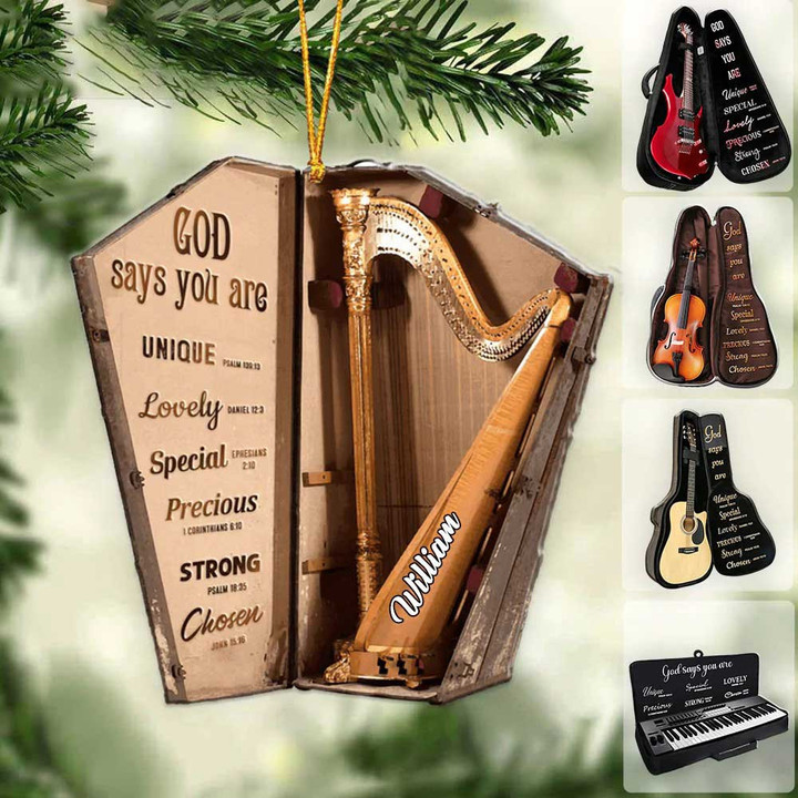 Personalized Harp Musical Instrument With Bag God Says You Are - Christmas Ornament for Music Lovers