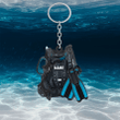 Personalized Scuba Diving Equipment Keychain, Custom Name Flat Keychain for Diver