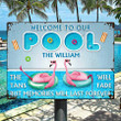 Personalized Flamingo Pool Sign for Summer, Memories Last Forever Custom Vintage Metal Sign for Pool Owner