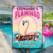 Personalized Flamingo Pool Sign, Welcome Sign to our Pool Vintage Metal Sign for Summer Time