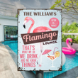 Personalized Flamingo Pool Sign, Welcome Sign to our Pool Vintage Metal Sign for Summer Time