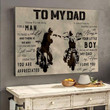 Personalized Motorcycle Father's Day Canvas, Gift from Son Biker Dad Living Room Wall Art