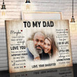 Customized To My Dad Canvas Wall Art, Custom Photo Father and Son, Fathers Day Canvas for Daddy