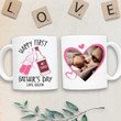 First Father's Day Funny Mug Gift for Husband, Dear Daddy, I'll Be Snuggled Up In Mommy's Belly, Custom Photo Coffee Mug