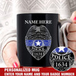 Thin Blue Line Mug, Personalized Police Mug, Coffee Cup for Police