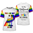 Couple Pride T Shirt For LGBT, To my Girl Friend Gay 3D T Shirt for Pride Month