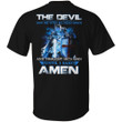 Blue flame, Knight of God, Until I said Amen - Jesus Back Printed T Shirt