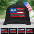 Personalized Papa Grandkids Hands Flag Cap, 4th of July Grandpa Cap, Grandpa Hat