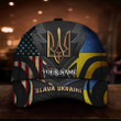 Personalized USA Stands With Ukraine Slava Ukraini Hat American Ukraine Flag Merch