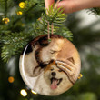 Akita Inu With Jesus Hug in Hand Ceramic Ornament for Dog Lovers