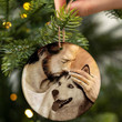 Husky With Jesus Hug in Hand Ceramic Ornament for Dog Lovers