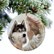Husky 02 With God Ceramic Ornament Dog Christmas Ornament
